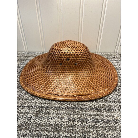 Vintage Old Chinese / Vietnam Woven Colonial Empire Hat Great Condition Decor main image 5